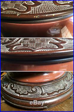 Vintage Large HAEGER Pottery Base Table Lamp. Chinese Motif Vase