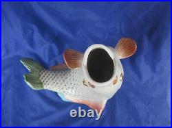 Vintage Maitland Smith Fish Koi Vase Ceramic Majolica Chinese Large 1984
