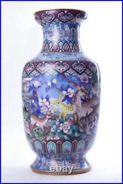 Vintage Original 20th Large Chinese Cloisonne vase with deer 64 cm