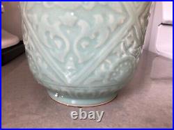 Vintage Reproduction Zhongguo Longquan Chinese Celadon Asian Vase Large Mint