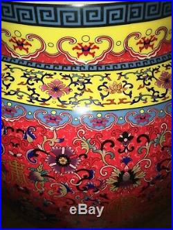 Vintage Very Large Chinese Famille Rose Ceramic Vase Jar 23 Tall