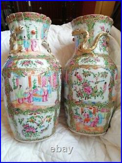 Vintage antique large chinese cantonies rose 14 Inc been repaired. Good repair