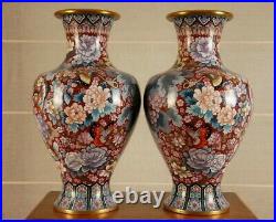 X Large 25.9 Enamel Mirrored Vases Chinese Cloisonne Vases Gilded bronze China